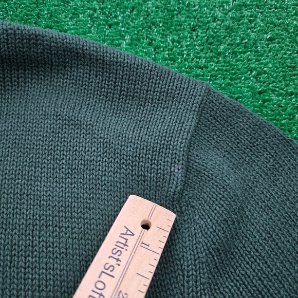 Nautica Sweater Mens Large Green Blue 1/4 Zip‎ Pullover Preppy Casual - Picture 4 of 10